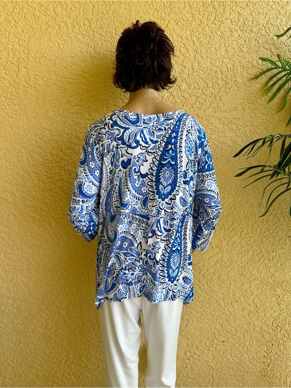 Ruby Rd blue and white paisley print tunic top - Picture 6 of 8